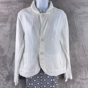 CP Shades Twill Jacket Womens Size Small White Linen Button‎ Front Lightweight